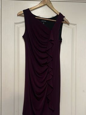 Enfocus Studio Deep Plum Ruffled Sleeveless Midi Dress